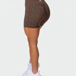 Muscle Nation Welcome To The Club Signature Scrunch Midway Shorts - Chocolate Mini Cheetah Print
