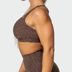 Muscle Nation All-Star Deep V Bra - Chocolate Mini Cheetah Print Welcome To The Club
