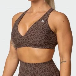 Muscle Nation All-Star Deep V Bra - Chocolate Mini Cheetah Print Welcome To The Club