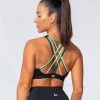 Muscle Nation Pump Up Bra - Black W/ Multi Green