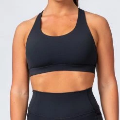 Muscle Nation Pump Up Bra - Black W/ Multi Green