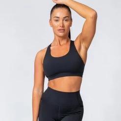 Muscle Nation Pump Up Bra - Black W/ Multi Green