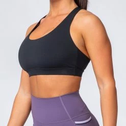 Muscle Nation Pump Up Bra - Black W/ Multi Purple