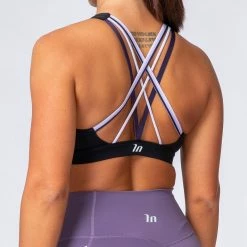 Muscle Nation Pump Up Bra - Black W/ Multi Purple