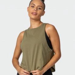Muscle Nation Recovery Tank - Dark Olive Womens