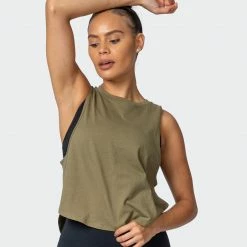Muscle Nation Recovery Tank - Dark Olive Womens