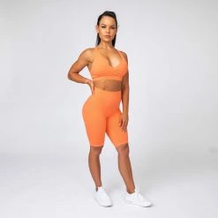 Muscle Nation Signature Referee Length High Waist Scrunch - Orange Sherbet Scrunch Bum