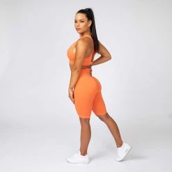 Muscle Nation Signature Referee Length High Waist Scrunch - Orange Sherbet Scrunch Bum