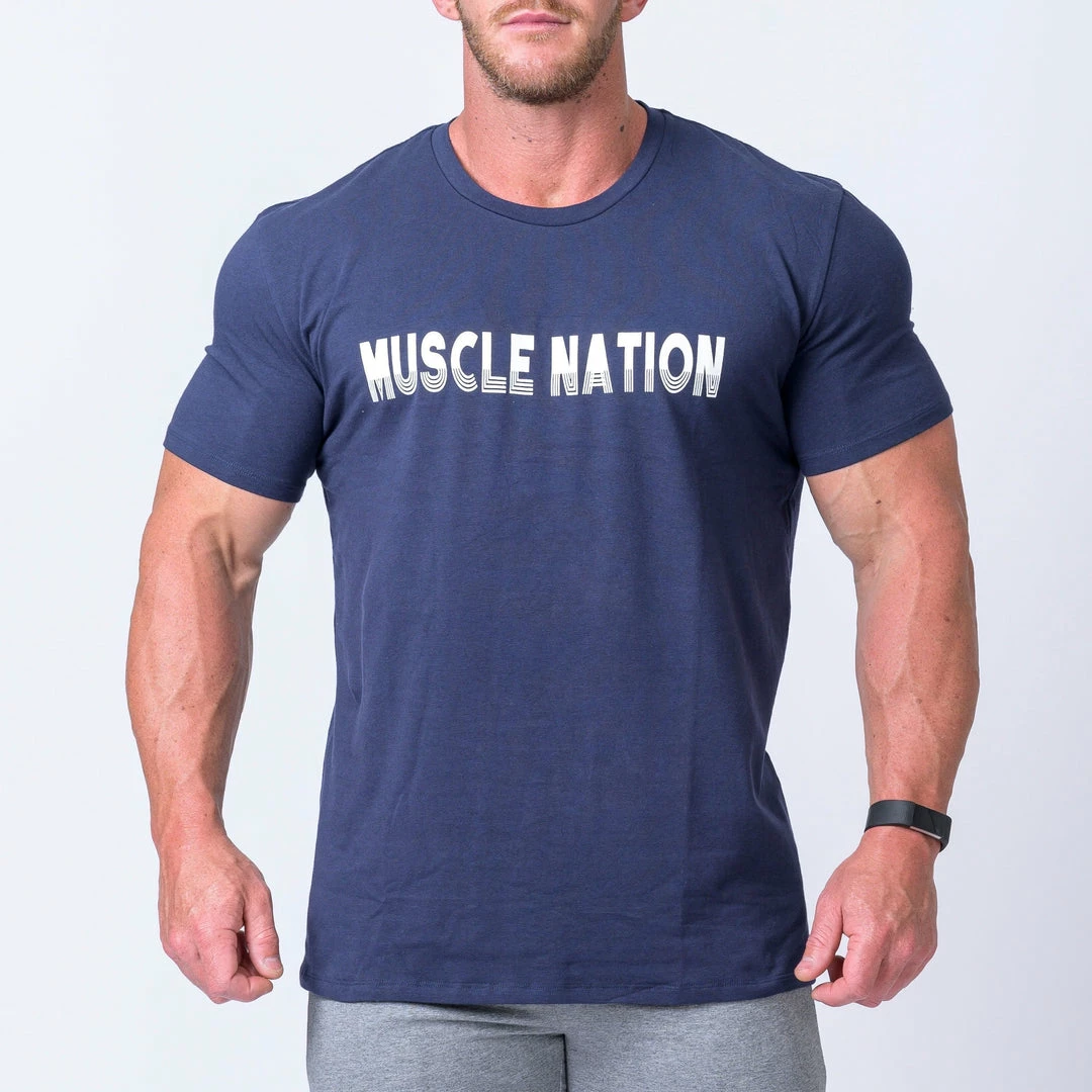 Muscle Nation Retro Tee - Navy Mens 3 Muscle Nation Retro Tee - Navy Mens