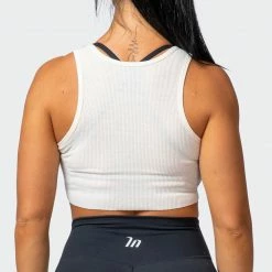 Muscle Nation Retro Vibes Rib Cropped Tank - Oatmeal 31 Muscle Nation Retro Vibes Rib Cropped Tank - Oatmeal