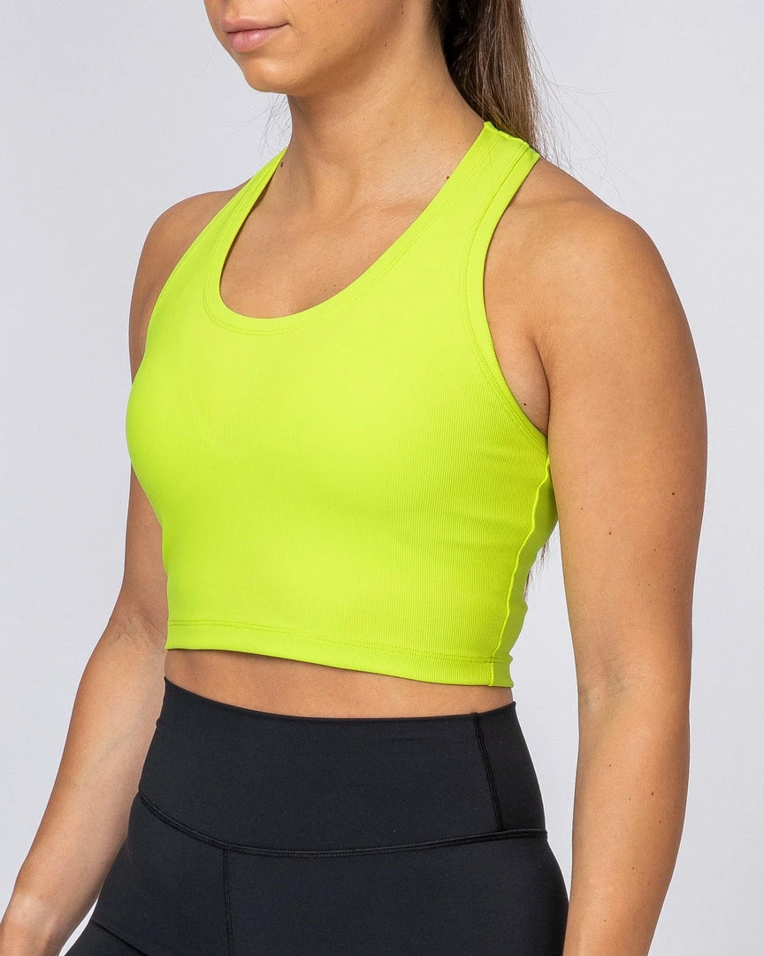 Muscle Nation Womens Ribbed Cropped Tank - Acid Lime 3 Muscle Nation Womens Ribbed Cropped Tank - Acid Lime