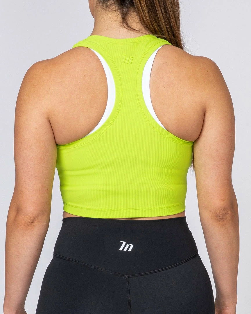 Muscle Nation Womens Ribbed Cropped Tank - Acid Lime 4 Muscle Nation Womens Ribbed Cropped Tank - Acid Lime