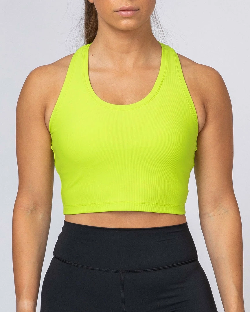 Muscle Nation Womens Ribbed Cropped Tank - Acid Lime 5 Muscle Nation Womens Ribbed Cropped Tank - Acid Lime
