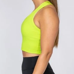 Muscle Nation Womens Ribbed Cropped Tank - Acid Lime 13 Muscle Nation Womens Ribbed Cropped Tank - Acid Lime