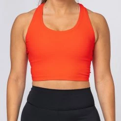 Muscle Nation Ribbed Cropped Tank - Infrared Womens