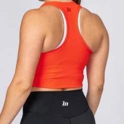 Muscle Nation Ribbed Cropped Tank - Infrared Womens