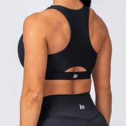 Muscle Nation Ribbed Deep V Bra - Black