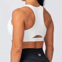 Muscle Nation Ribbed Deep V Bra - White Womens 13 Muscle Nation Ribbed Deep V Bra - White Womens