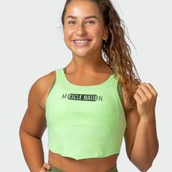 Muscle Nation Scorching Hot Ribbed Tank - Lime Flash