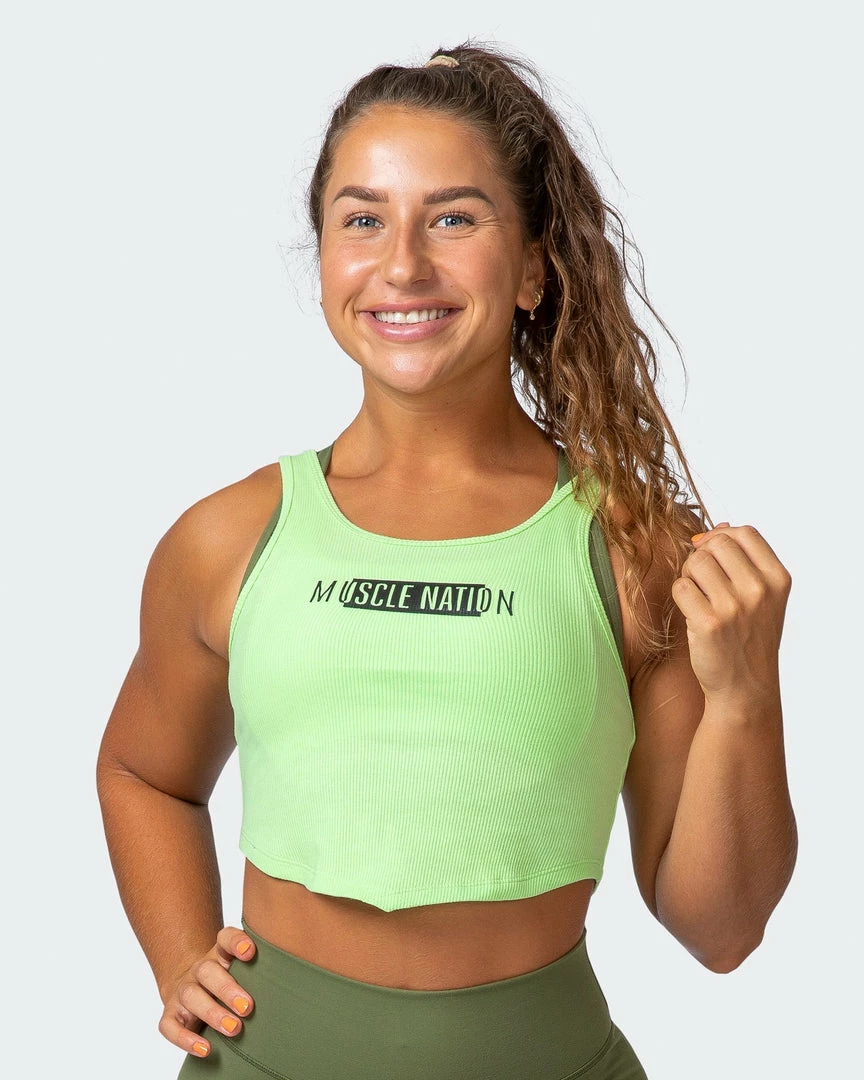 Muscle Nation Scorching Hot Ribbed Tank - Lime Flash 3 Muscle Nation Scorching Hot Ribbed Tank - Lime Flash