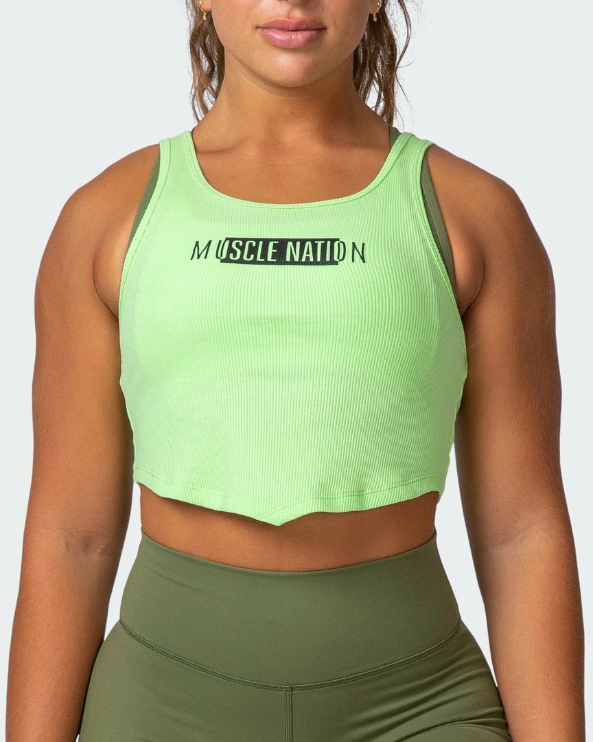 Muscle Nation Scorching Hot Ribbed Tank - Lime Flash 4 Muscle Nation Scorching Hot Ribbed Tank - Lime Flash