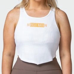 Muscle Nation Scorching Hot Ribbed Tank - White 30% EOFY SALE