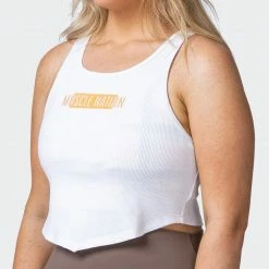 Muscle Nation Scorching Hot Ribbed Tank - White 30% EOFY SALE