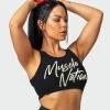 Muscle Nation Script Rib Cropped Tank - Black Womens 2 Muscle Nation Script Rib Cropped Tank - Black Womens