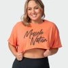 Muscle Nation Womens Script Super Cropped Tee - Washed Citrus 2 Muscle Nation Womens Script Super Cropped Tee - Washed Citrus