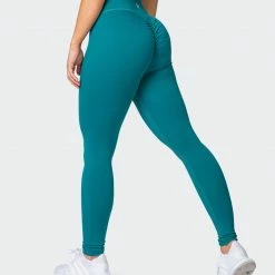Muscle Nation Signature Full Length Scrunch Leggings - Teal Featured