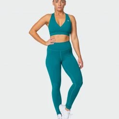 Muscle Nation Signature Full Length Scrunch Leggings - Teal Featured
