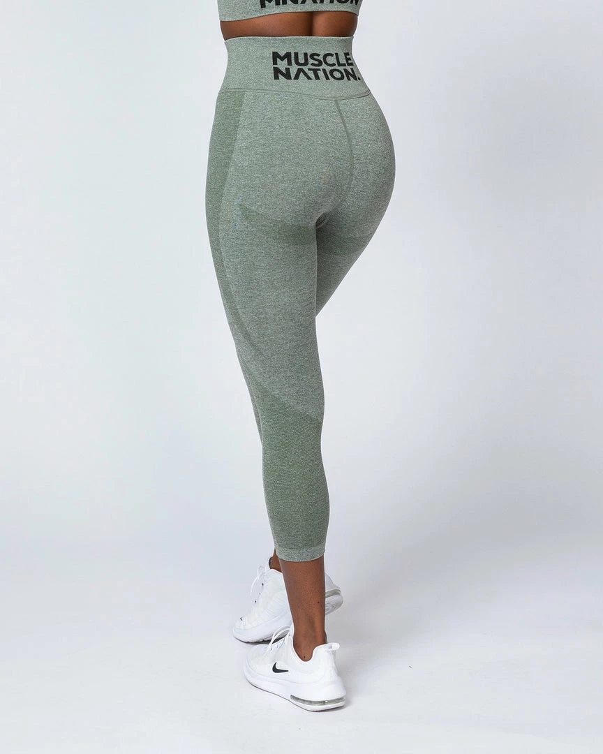 Muscle Nation Shape Up Seamless 7/8 Leggings - Khaki Marl 12 Muscle Nation Shape Up Seamless 7/8 Leggings - Khaki Marl