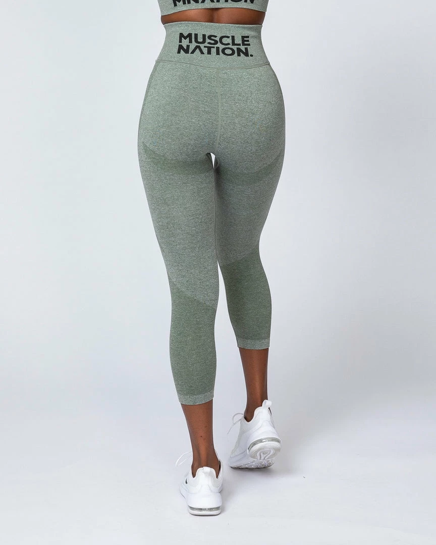 Muscle Nation Shape Up Seamless 7/8 Leggings - Khaki Marl 13 Muscle Nation Shape Up Seamless 7/8 Leggings - Khaki Marl