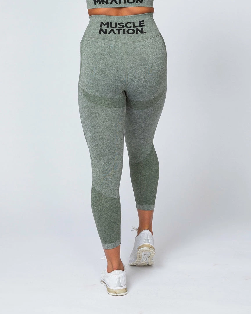 Muscle Nation Shape Up Seamless 7/8 Leggings - Khaki Marl 3 Muscle Nation Shape Up Seamless 7/8 Leggings - Khaki Marl