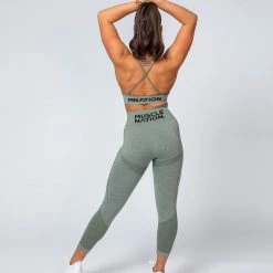 Muscle Nation Shape Up Seamless 7/8 Leggings - Khaki Marl