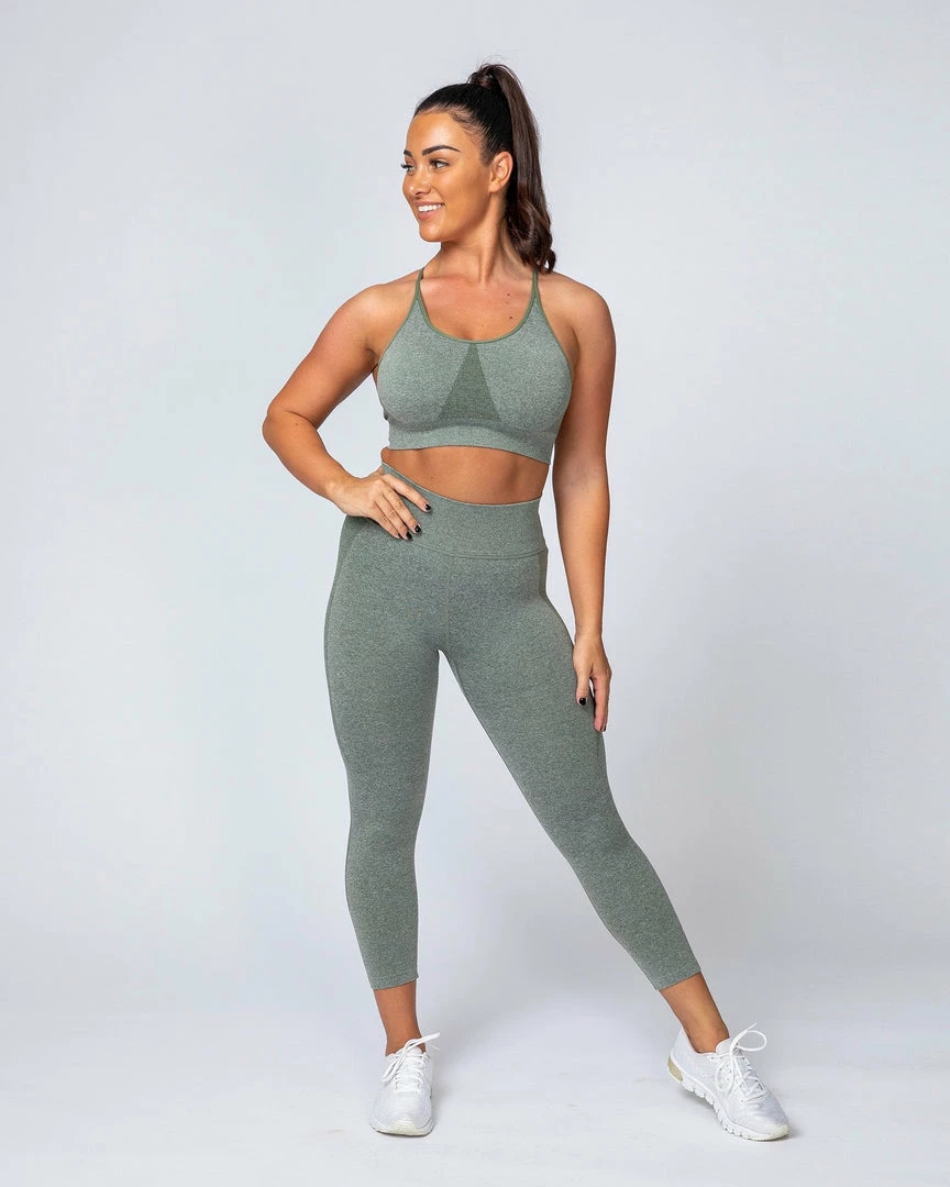 Muscle Nation Shape Up Seamless 7/8 Leggings - Khaki Marl 8 Muscle Nation Shape Up Seamless 7/8 Leggings - Khaki Marl