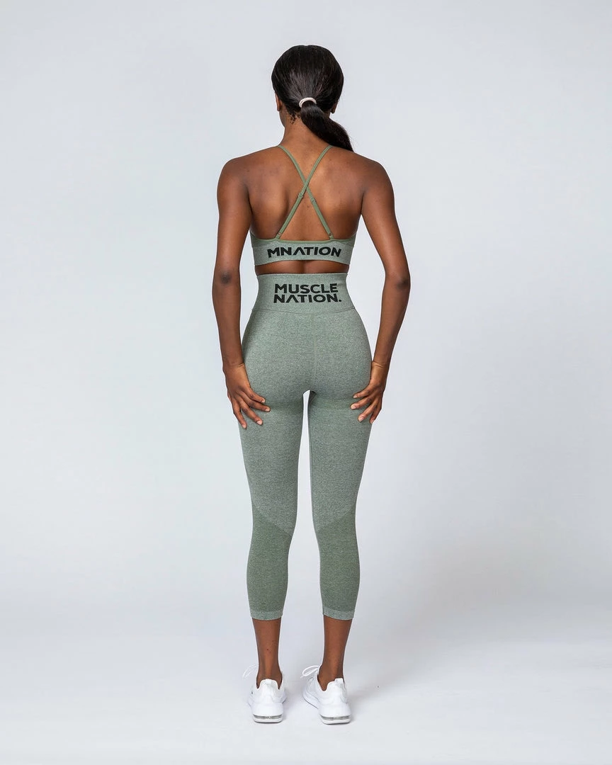 Muscle Nation Shape Up Seamless 7/8 Leggings - Khaki Marl 9 Muscle Nation Shape Up Seamless 7/8 Leggings - Khaki Marl