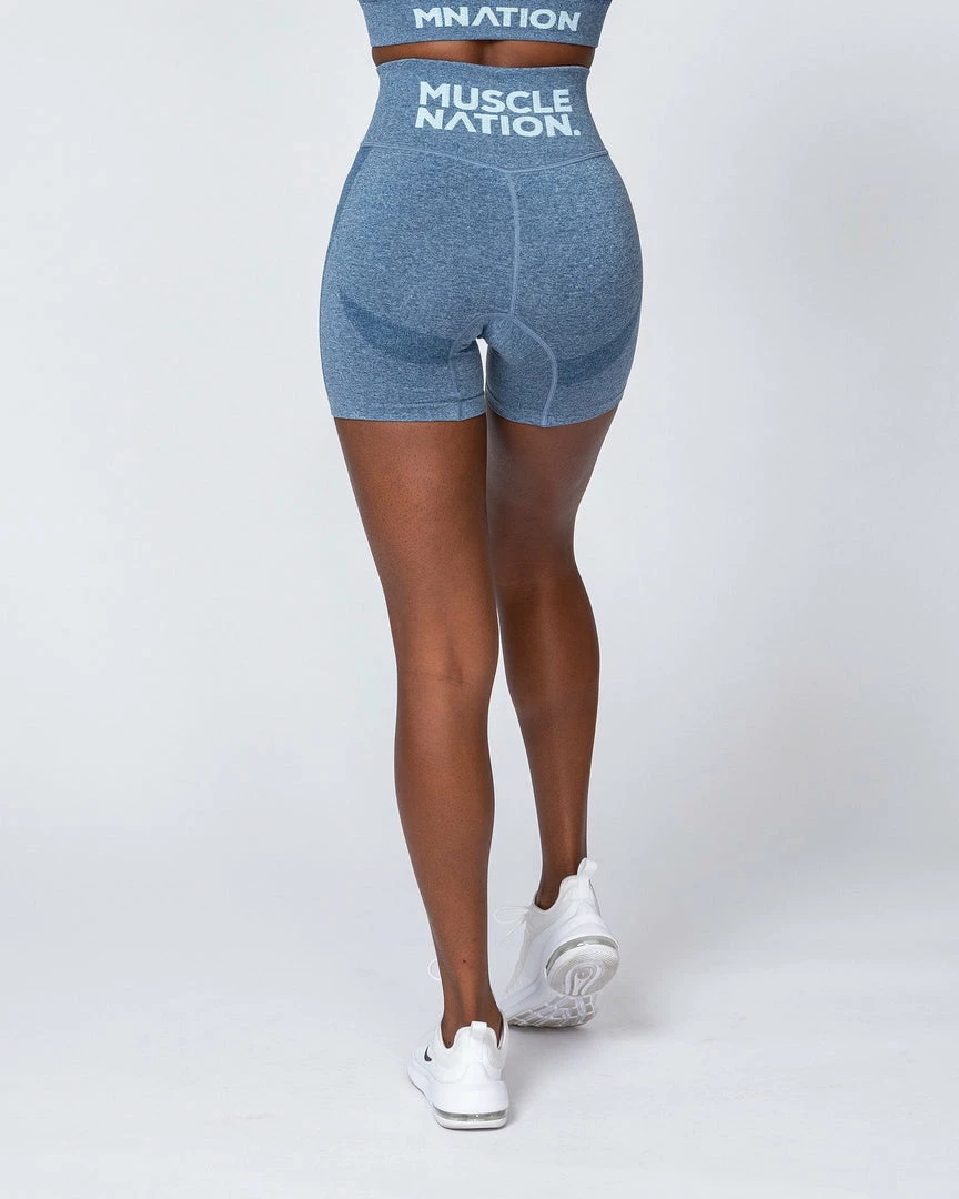 Muscle Nation Shape Up Seamless Bike Shorts - Navy Marl 3 Muscle Nation Shape Up Seamless Bike Shorts - Navy Marl