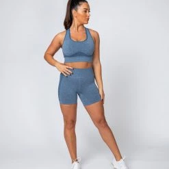 Muscle Nation Shape Up Seamless Bike Shorts - Navy Marl 16 Muscle Nation Shape Up Seamless Bike Shorts - Navy Marl