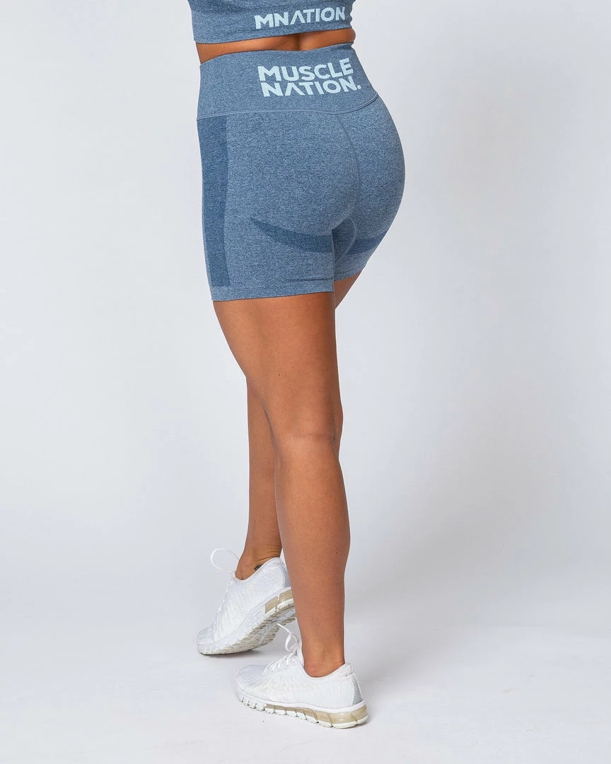 Muscle Nation Shape Up Seamless Bike Shorts - Navy Marl 11 Muscle Nation Shape Up Seamless Bike Shorts - Navy Marl