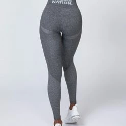 Muscle Nation Non Scrunch Shape Up Seamless Full Length Leggings - Charcoal Marl
