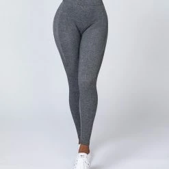 Muscle Nation Non Scrunch Shape Up Seamless Full Length Leggings - Charcoal Marl