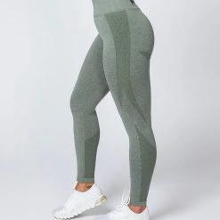 Muscle Nation Shape Up Seamless Full Length Leggings - Khaki Marl