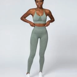 Muscle Nation Shape Up Seamless Full Length Leggings - Khaki Marl