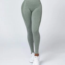Muscle Nation Shape Up Seamless Full Length Leggings - Khaki Marl
