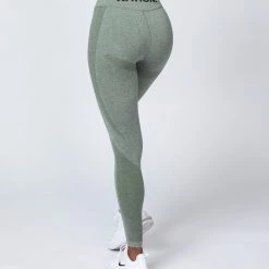 Muscle Nation Shape Up Seamless Full Length Leggings - Khaki Marl
