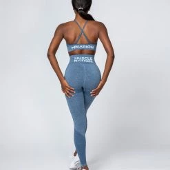 Muscle Nation Shape Up Seamless Full Length Leggings - Navy Marl Non Scrunch