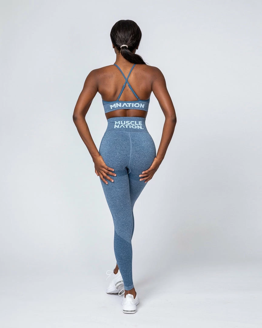 Muscle Nation Shape Up Seamless Full Length Leggings - Navy Marl Non Scrunch 4 Muscle Nation Shape Up Seamless Full Length Leggings - Navy Marl Non Scrunch