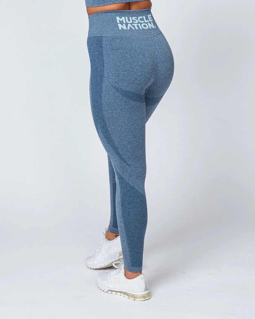 Muscle Nation Shape Up Seamless Full Length Leggings - Navy Marl Non Scrunch 9 Muscle Nation Shape Up Seamless Full Length Leggings - Navy Marl Non Scrunch