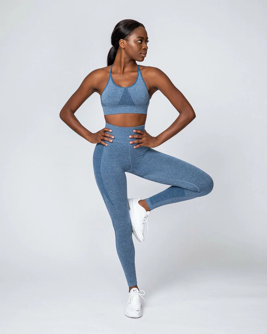 Muscle Nation Shape Up Seamless Full Length Leggings - Navy Marl Non Scrunch 10 Muscle Nation Shape Up Seamless Full Length Leggings - Navy Marl Non Scrunch
